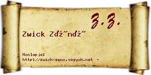 Zwick Zénó névjegykártya